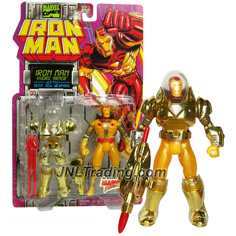ToyBiz Year 1994 Marvel Comics IRON MAN Series 5 Inch Tall Action Figure - HYDRO ARMOR IRON MAN with Deep Sea Weapons Torpedo Launcher