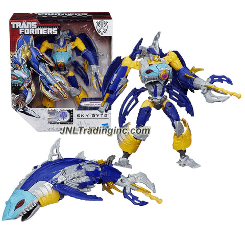 Hasbro Year 2014 Transformers Generations "Thrilling 30" Series Voyager Class 8 Inch Tall Robot Action Figure - Predacon SKY-BYTE with Spinning Missile Launcher (Beast Mode: Shark)