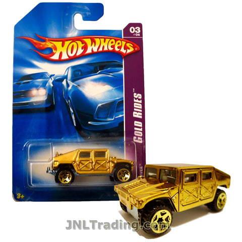 Hot Wheels Year 2006 Teams Gold Rides Series 1:64 Scale Die Cast Car Set #3 - Gold Color Sport Utility Vehicle SUV HUMVEE K7572