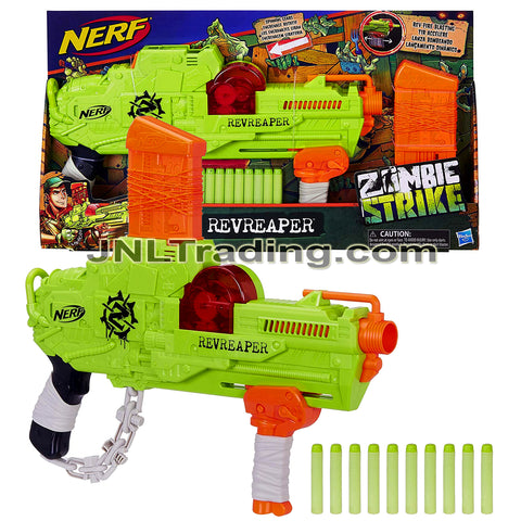 NERF Zombie Strike Series REVREAPER Blaster with Top Loading Clip, Rev-Fire Blasting and 10 Elite Darts