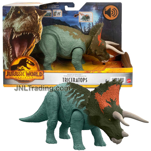 Year 2022 Jurassic World Dominion Series Electronic Dinosaur Figure - TRICERATOPS with Roar Strikers Sound FX