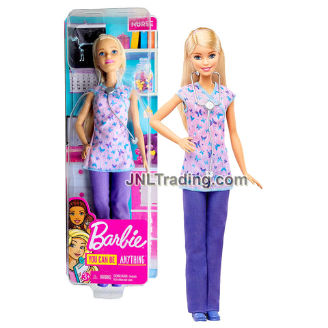 Year 2019 Barbie You Can Be Anything Career Series 12 Inch Doll - Caucasian NURSE DVF57 with Stethoscope