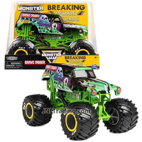 Year 2021 Monster Jam 1:24 Scale Die Cast Official Truck - Breaking World Record GRAVE DIGGER 20133908 with Monster Tires and Working Suspension