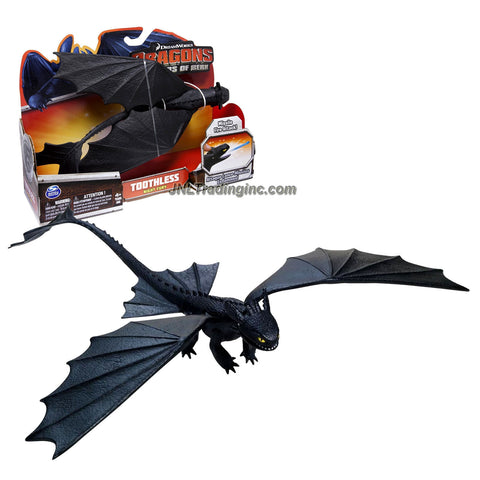 Spin Master Year 2013 Dreamworks Movie Series "DRAGONS - Defenders of Berk" 10 Inch Long Dragon Figure - Night Fury TOOTHLESS with Dive Bomb Wing Attack and Missile Fire Attack