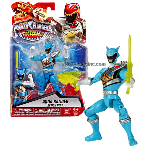 Bandai Year 2015 Saban's Power Rangers Dino Super Charge Series 5 Inch Tall Action Figure - AQUA RANGER with Blaster and Sword