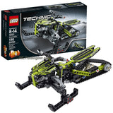 Lego Year 2014 Technic Series 10 Inch Long 2 in 1 Vehicle Set #42021 - SNOWMOBILE with Independent Suspension for Each Front Ski and a Rear Track Plus Steering Arms and Steering Bearings (Alternative Mode: Snow Motorcycle; Total Pieces: 186)