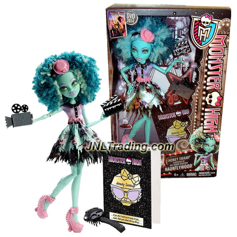 Mattel Year 2013 Monster High "Frights, Camera, Action!" Hauntlywood Series 11 Inch Doll Set - HONEY SWAMP "Daughter of The Swamp Monster" with Video Camera, Action Board, Hairbrush and Doll Stand