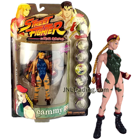 Year 1999 Capcom Street Fighter Series 7 Inch Tall Figure - CAMMY (Player 1) in Dark Green Costume with Display Base