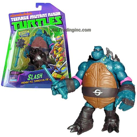 Playmates Year 2014 Nickelodeon Teenage Mutant Ninja Turtles 4 Inch Tall Action Figure - Friendly Pet Turned Evil Foe SLASH with Spiked Mace