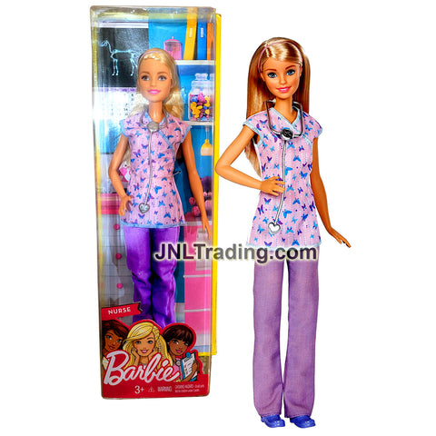 Year 2016 Barbie You Can Be Anything Career Series 12 Inch Doll - Caucasian NURSE DVF57 with Stethoscope