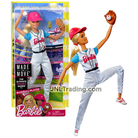 Year 2018 Barbie Made To Move You Can Be Anything Series 12 Inch Doll - Caucasian BASEBALL PLAYER in #59 Uniform with Baseball, Mitt Glove and Helmet