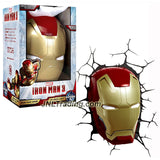 3DLightFX Marvel Avengers Assemble Series Battery Operated 10 Inch Tall 3D Deco Night Light - IRON MAN MASK with Light Up LED Bulbs and Crack Sticker