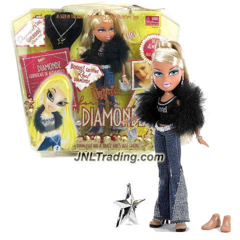 MGA Entertainment Bratz Forever Diamondz Series 10 Inch Doll - CLOE with Blue Pants, Faux Fur Jacket, Necklace, Purse, Extra Pair of Feet & Hairbrush