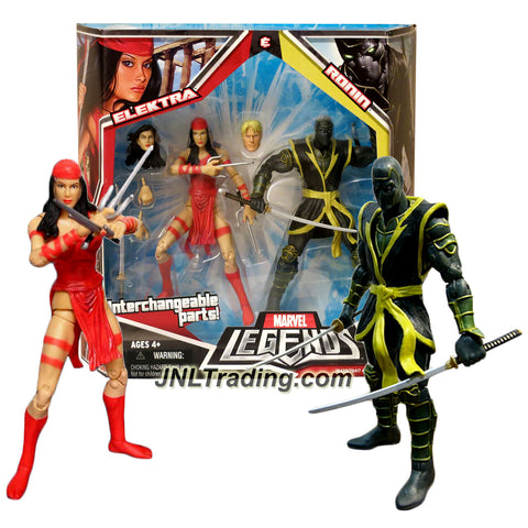 Hasbro Year 2008 Marvel Legends 2 Pack 6 Inch Tall Action Figure Set - ELEKTRA and RONIN with Interchangeable Heads & Hands, Sais and Katana Swords