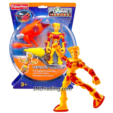 Year 2007 Planet Heroes Basic Series 6 Inch Tall Figure - VENUS DAZZLE with Flame Shield, Lava Launcher and Trading Card