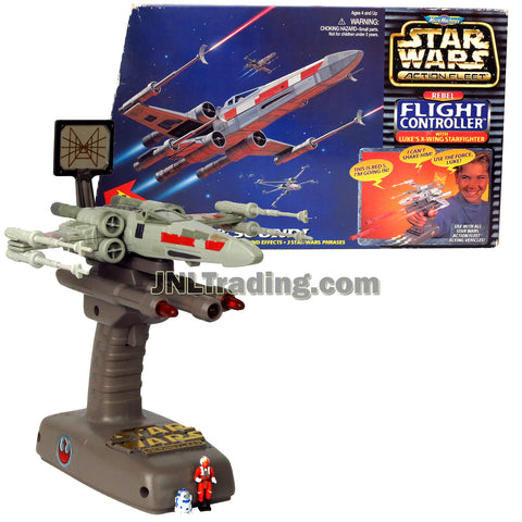 Star Wars Year 1997 Action Fleet Flight Controller Series 7 Inch Long Electronic Vehicle Set - Rebel LUKE'S X-WING STARFIGHTER with Firing Cannons and Real Sound FX Plus Luke Skywalker and R2-D2
