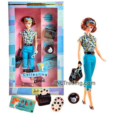 Year 1999 Limited Edition Collectibles 12 Inch Doll COOL COLLECTING Caucasian Model BARBIE with Magic 8 Ball, View-Master & Queen of the Prom "Game"
