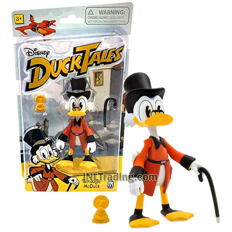Disney DuckTales Series 4-1/2 Inch Tall Figure - SCROOGE MCDUCK with Walking Stick and Gold Duck Statue