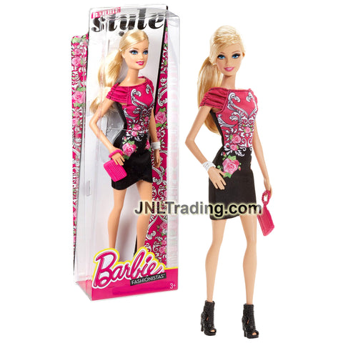 Year 2013 Barbie Fashionistas Style Series 12 Inch Doll Set - Caucasian Model BARBIE BLT09 in Flower Print Dress with Bangle and Purse