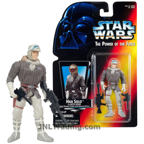 Star Wars Year 1995 The Power of the Force Series 4 Inch Tall Figure - HAN SOLO in Hoth Gear with Blaster Pistol and Assault Rifle