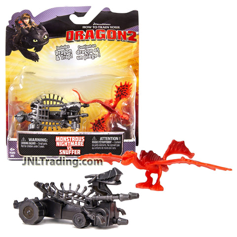 Year 2014 Dreamworks How to Train Your Dragon 2 Series Dragon and Trap Action Figure Set - MONSTROUS NIGHTMARE and SNUFFER