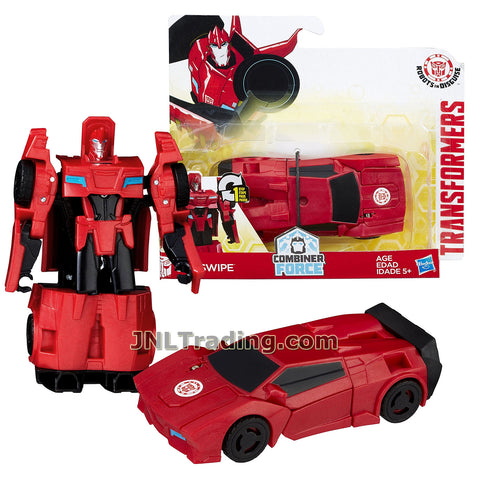 Transformers Year 2016 Transformers Robots In Disguise Combiner Force 1 Step Changer 5 Inch Tall Figure - Red SIDESWIPE (Vehicle Mode: Sports Car)