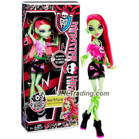 Mattel Year 2012 Monster High "Music Festival" Series 11 Inch Doll Set - Daughter of The Plant Monster VENUS McFLYTRAP with "Backstage Pass" Badge