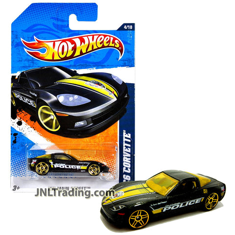 Year 2010 Hot Wheels HW Main Street Series 1:64 Scale Die Cast Car Set #4 - City of Lafayette Police Black Sports Coupe C6 CORVETTE