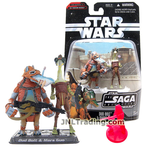 Star Wars Year 2006 The Saga Collection The Phantom Menace Series 3 Inch Tall Figure : DUD BOLT & MARS GUO with Blaster, Rifle, Display Base and Holographic Stormtrooper