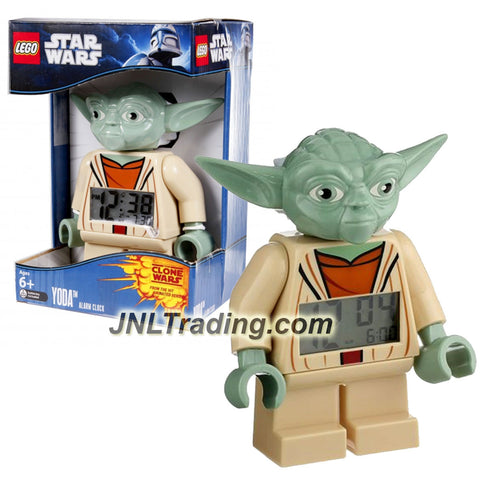 Year 2010 Lego Star Wars The Clone Wars Animated Series 7 Inch Tall Figure Alarm Clock Set# 9003080 - YODA with Moving Arms and Backlight Display