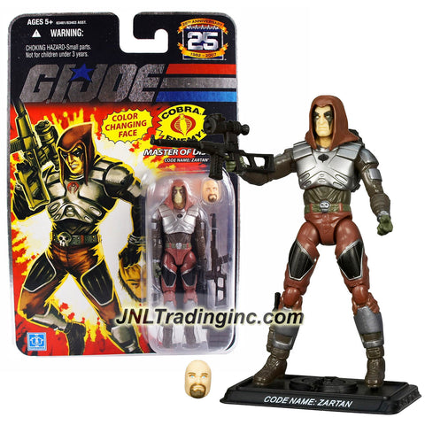 Hasbro Year 2007 G.I. JOE A Real American Hero 25th Anniversary Series 4 Inch Tall Action Figure - Master of Disguise ZARTAN with Sniper Rifle, Alternative Face, Dagger, Backpack and Display Base