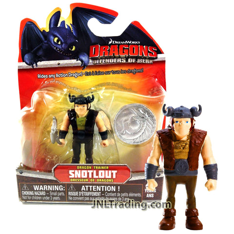 Year 2013 Dreamworks Movie Series DRAGONS Defenders of Berk 3 Inch Tall Figure - Dragon Trainer SNOTLOUT with Shield and Battle Axe