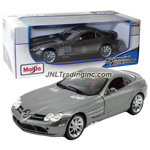 Maisto Special Edition Series 1:18 Scale Die Cast Car - Grey Executive Luxury Coupe MERCEDES SLR McLAREN with Base (Dimension: 9-1/2" x 4" x 3")