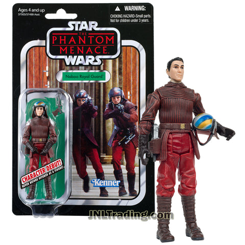 Hasbro Year 2011 Star Wars Vintage Kenner Reproduction "The Phantom Menace" Series 4 Inch Tall Action Figure - NABOO ROYAL GUARD with Blaster Pistol