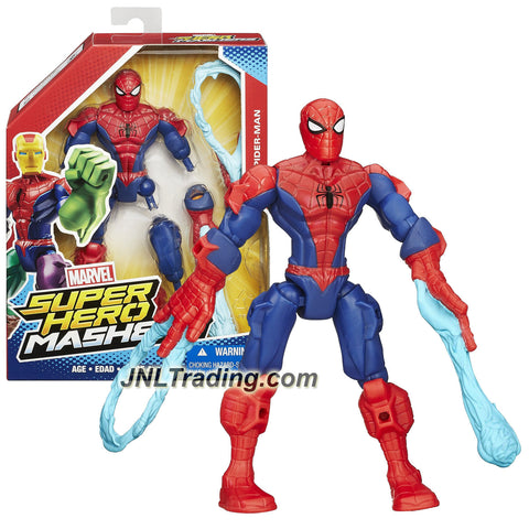 Hasbro Year 2015 Marvel Super Hero Mashers Series 6 Inch Tall Action Figure: SPIDER-MAN with Detachable Legs and Hands with 2 Web-Blast
