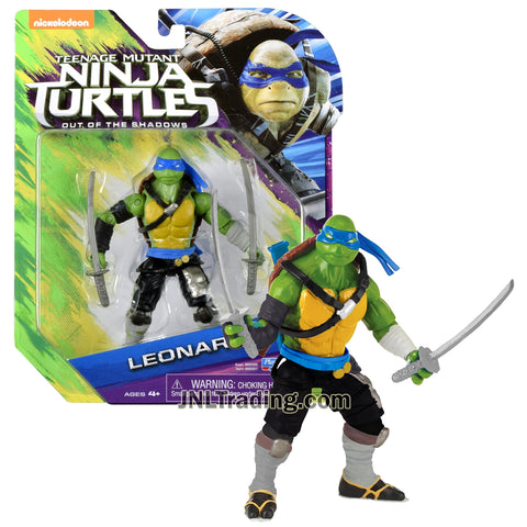 Year 2016 Teenage Mutant Ninja Turtles TMNT Movie Out of the Shadow Series 5 Inch Tall Figure - LEONARDO with Katana Swords