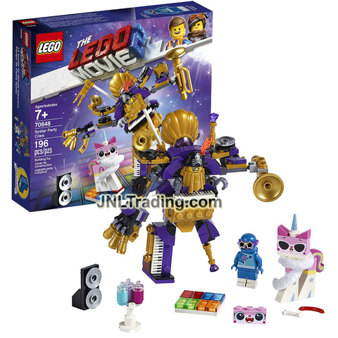 Year 2019 Lego The Movie Series #70848 - SYSTAR PARTY CREW with One-Man-Metal-Band toy mech w/ Metalbeard Head, Unikitty and Stardust Benny (196 Pcs)
