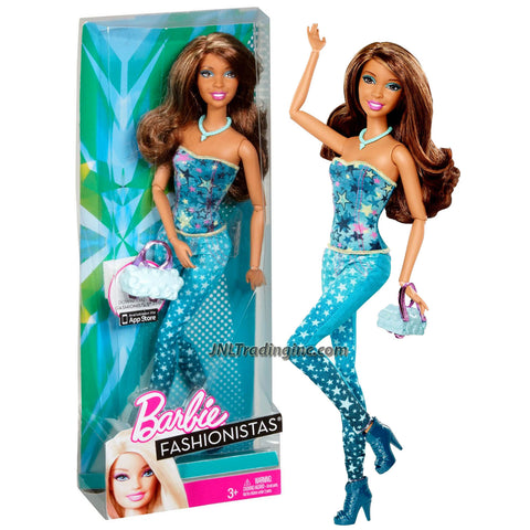 Mattel Year 2012 Barbie Fashionistas Series 12 Inch Doll Set - NIKKI (X7873) in Strapless Top & Star Prints Blue Tights with Necklace and Purse