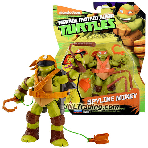 Playmates Year 2016 Nickelodeon Teenage Mutant Ninja Turtles 5 Inch Tall Action Figure - SPYLINE MIKEY with Nunchucks, Helmet and Zipline Backpack
