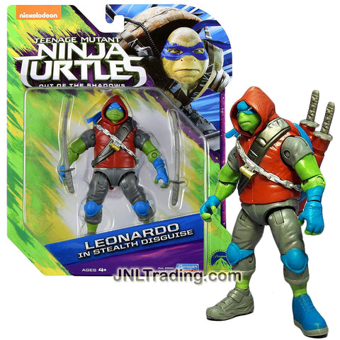 Playmates Year 2016 Teenage Mutant Ninja Turtles TMNT Movie Out of the Shadow Series 5 Inch Tall Figure - LEONARDO in Stealth Disguise with Katanas
