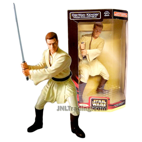 Star Wars The Phantom Menace Series 13 Inch Tall Mega Collectible Action Figure - OBI-WAN KENOBIi with Light-Up Lightsaber and Certificate of Authenticity