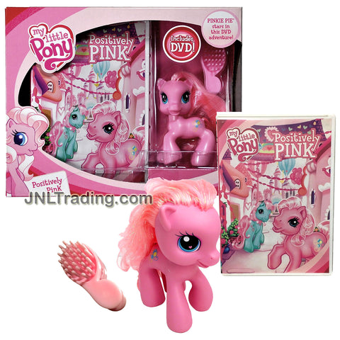 Year 2008 My Pink Little Pony DVD Series 4 Inch Tall Figure - POSITIVELY PINK with Pinkie Pie Figure, Brush and DVD