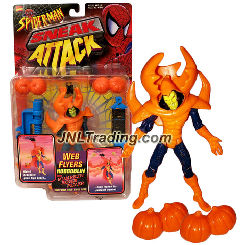 Toy Biz Year 1997 Marvel Comics Spider-Man Sneak Attack Web Flyers 5 Inch Tall Figure - Web Flyer HOBGOBLIN with Pumpkin Bomb Flyer, Zipline and Sticker