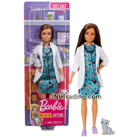 Year 2019 Barbie Career You Can Be Anything Series 10 Inch Doll - Hispanic Petite PET VET GJL63 with Stethoscope and Cat