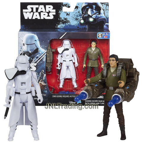 Hasbro Year 2016 Star Wars The Force Awakens 2 Pack 4 Inch Tall Figure Set - FIRST ORDER SNOWTROOPER OFFICER and POE DAMERON with Blaster, Missile Launcher and Rifle