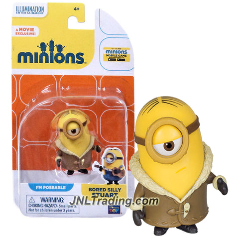 Thinkway Toys Illumination Entertainment Movie Minions 2 Inch Tall Figure - BORED SILLY STUART with Poseable Arms