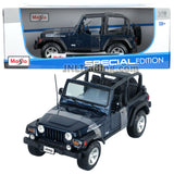 Maisto Special Edition Series 1:18 Scale Die Cast Car Set - Dark Blue Color Sports Utility Vehicle JEEP WRANGLER RUBICON (SUV Dimension: 8" x 3-1/2" x 3-1/2")