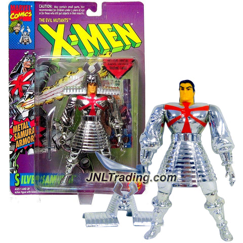 Marvel Comics Year 1994 X-Men Series 5 Inch Tall Figure - The Evil Mutants SILVER SAMURAI with Battle Helmet, Katana Sword and Trading Card