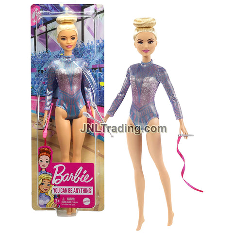 Year 2020 Barbie You Can Be Anything Career Series 12 Inch Doll - Caucasian RHYTHMIC GYMNAST GTN65 with Clubs and Ribbons