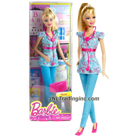 Mattel Year 2013 Barbie Career Series 12 Inch Doll - BARBIE as NURSE (DHB19) with Stethoscope